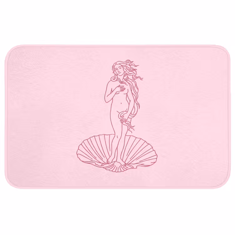 Wc Mat - Vrouw - Schelp - Kunst - Lijntekening - Roze — 1