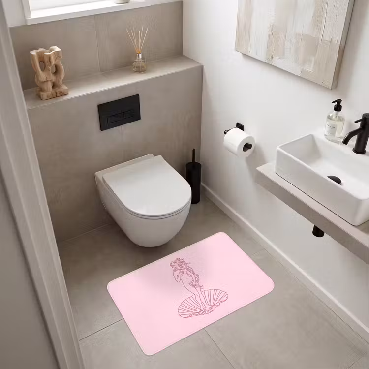Wc Mat - Vrouw - Schelp - Kunst - Lijntekening - Roze — 6