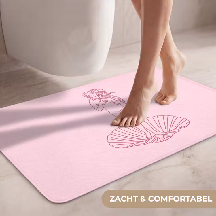 Wc Mat - Vrouw - Schelp - Kunst - Lijntekening - Roze — 7