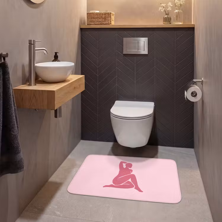 Wc Mat - Vrouw - Silhouet - Abstract - Modern - Roze — 2