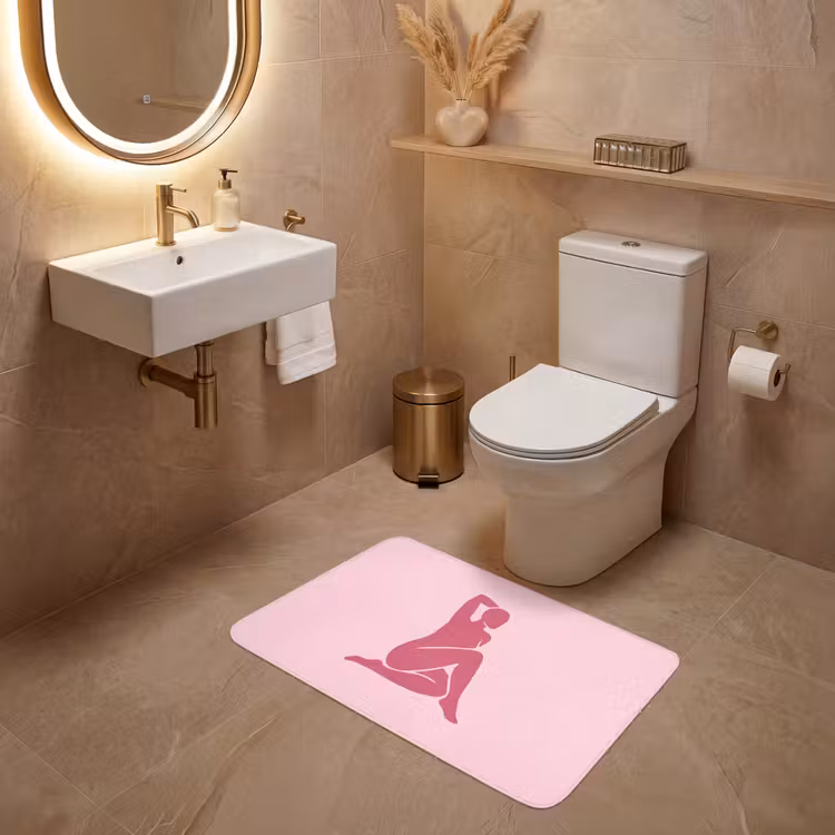 Wc Mat - Vrouw - Silhouet - Abstract - Modern - Roze — 4