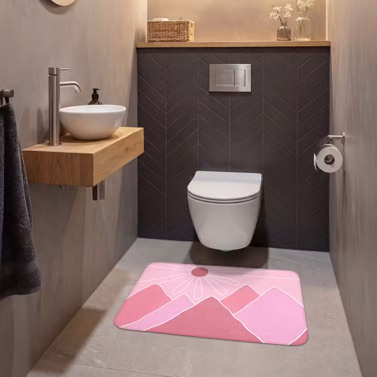 Wc Mat - Zon - Bergen - Natuur - Abstract - Roze — 2