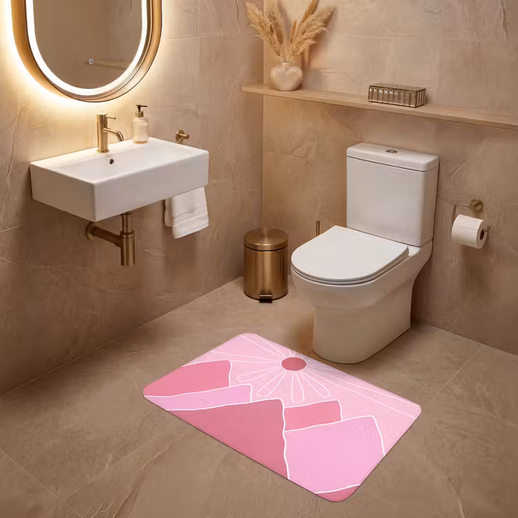 Wc Mat - Zon - Bergen - Natuur - Abstract - Roze — 4