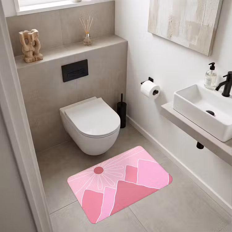 Wc Mat - Zon - Bergen - Natuur - Abstract - Roze — 6