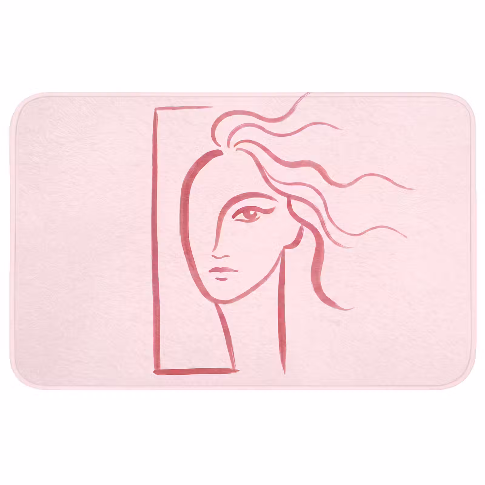 Wc Mat - Vrouw - Portret - Abstract - Lijnkunst - Rood — 1