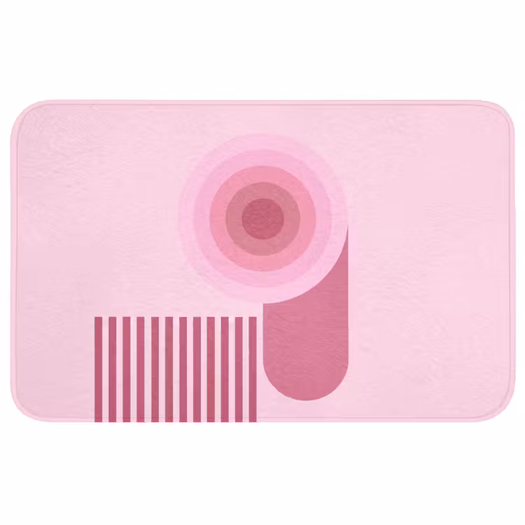 Wc Mat - Abstract - Cirkels - Strepen - Modern - Roze — 1