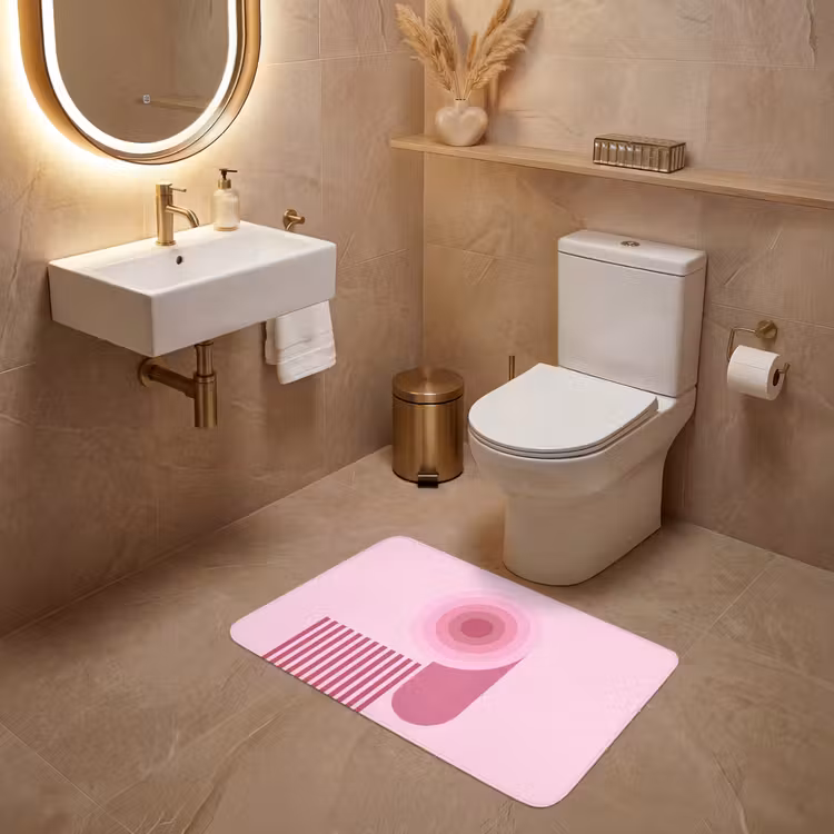 Wc Mat - Abstract - Cirkels - Strepen - Modern - Roze — 4