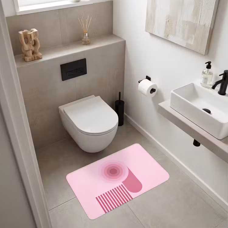 Wc Mat - Abstract - Cirkels - Strepen - Modern - Roze — 6