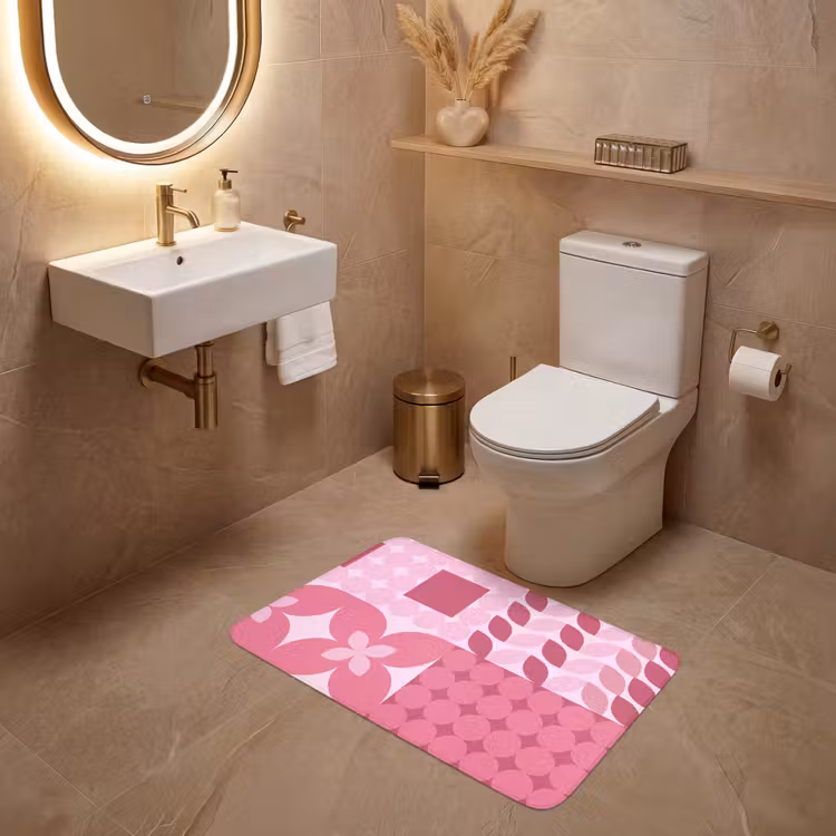 Wc Mat - Abstract - Geometrisch - Patroon - Modern - Roze — 4