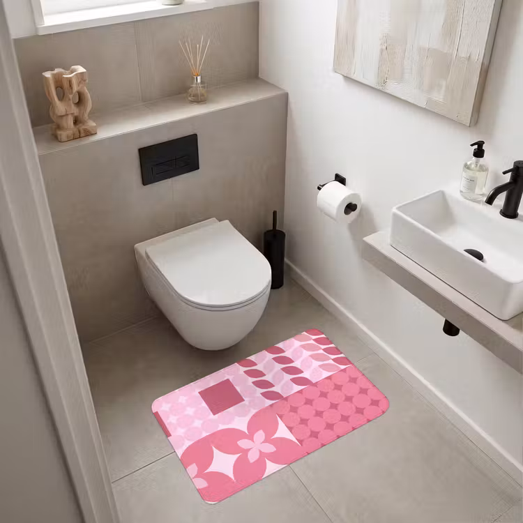 Wc Mat - Abstract - Geometrisch - Patroon - Modern - Roze — 6