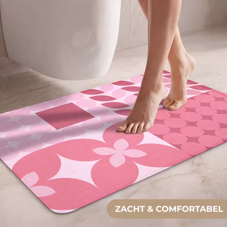 Wc Mat - Abstract - Geometrisch - Patroon - Modern - Roze — 7