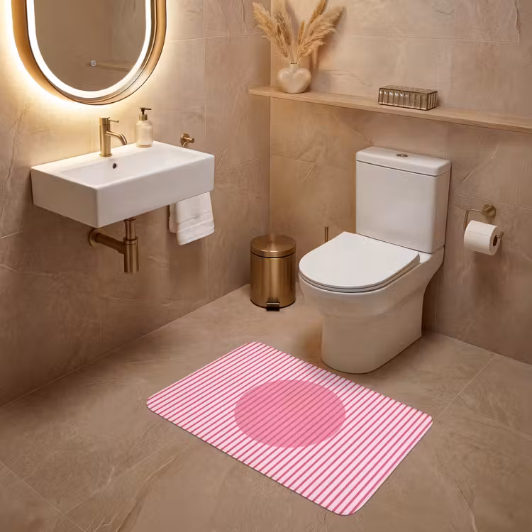Wc Mat - Abstract - Strepen - Ovaal - Roze - Modern — 4