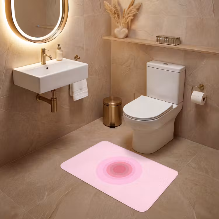 Wc Mat - Patroon - Cirkels - Abstract - Roze - Modern — 4