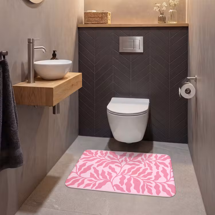 Wc Mat - Planten - Organisch - Abstract - Modern - Roze — 2