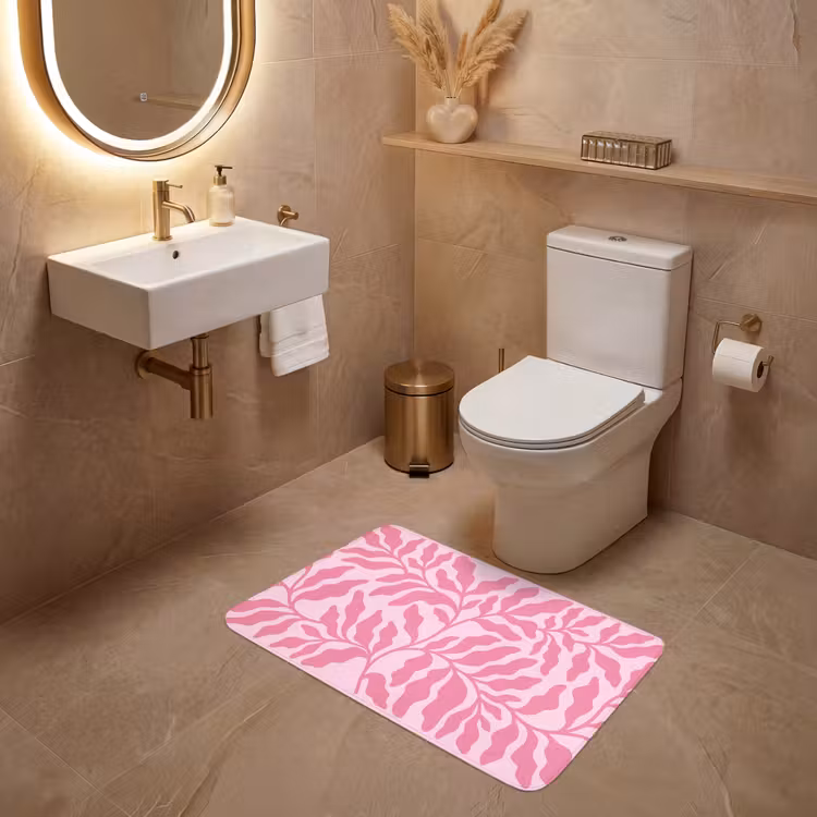 Wc Mat - Planten - Organisch - Abstract - Modern - Roze — 4