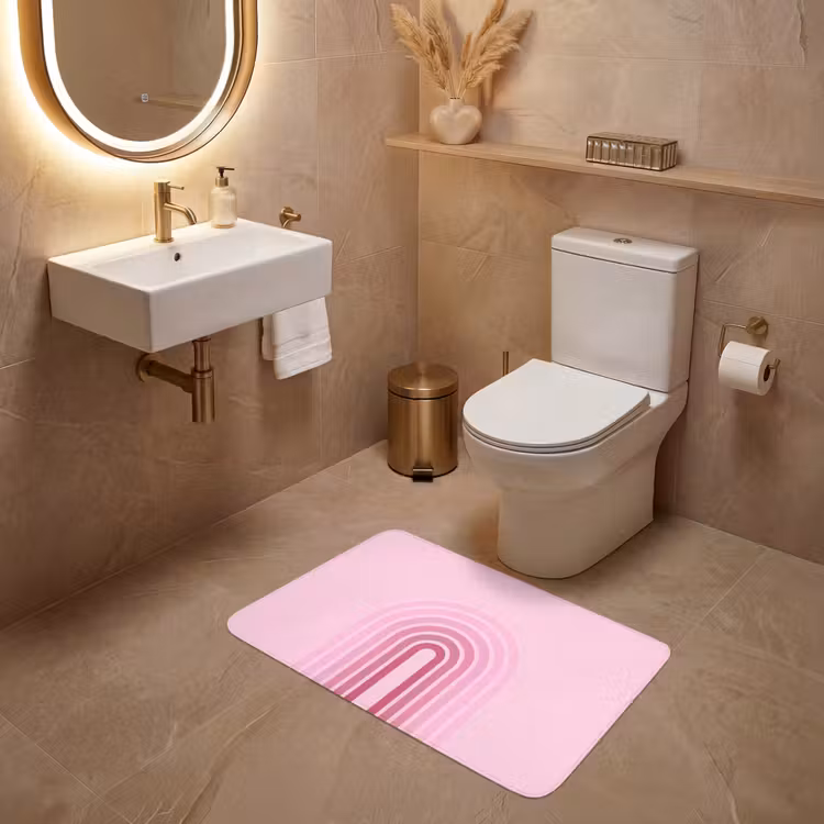 Wc Mat - Regenboog - Roze - Abstract - Modern - Minimalistisch — 4