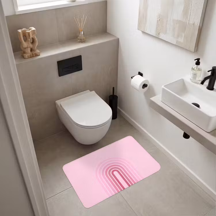 Wc Mat - Regenboog - Roze - Abstract - Modern - Minimalistisch — 6