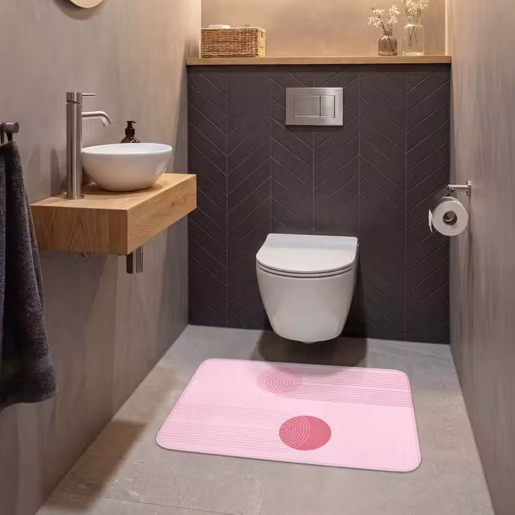 Wc Mat - Vormen - Lijnen - Minimalistisch - Roze — 2