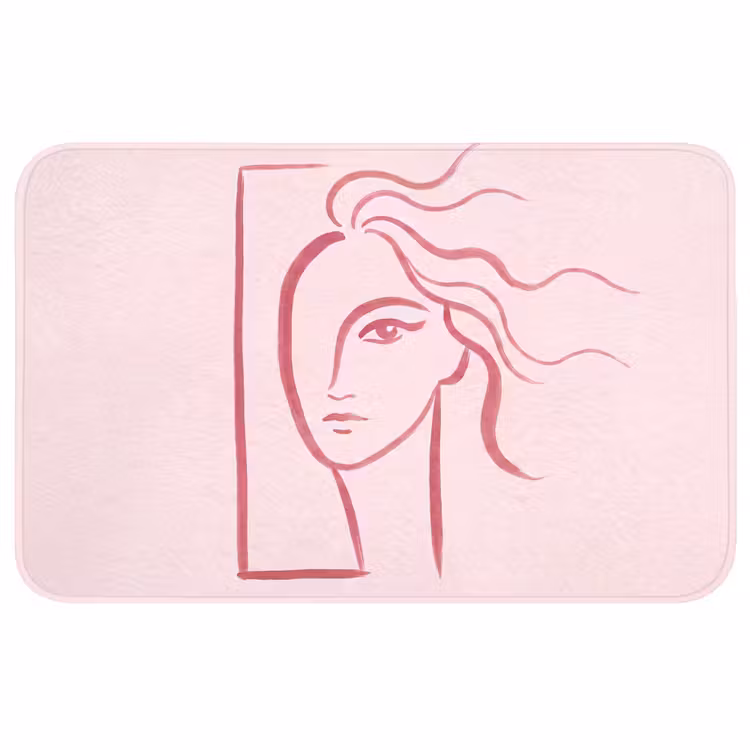 Wc Mat - Vrouw - Portret - Abstract - Lijnkunst - Rood — 1
