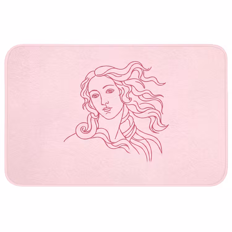 Wc Mat - Vrouw - Portret - Klassiek - Line-art - Roze — 1