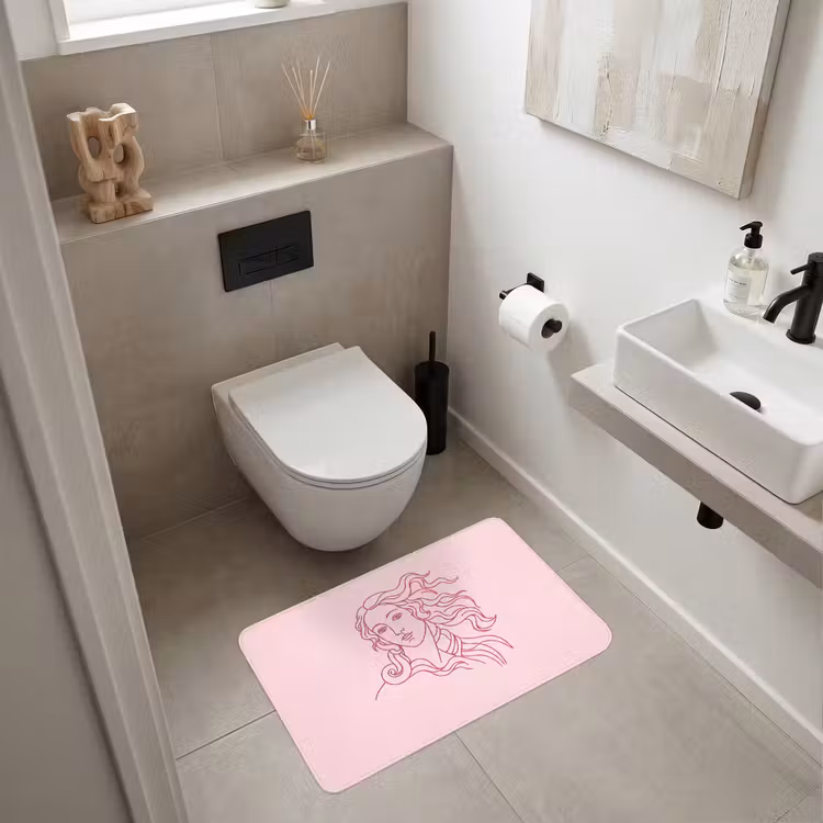 Wc Mat - Vrouw - Portret - Klassiek - Line-art - Roze — 6