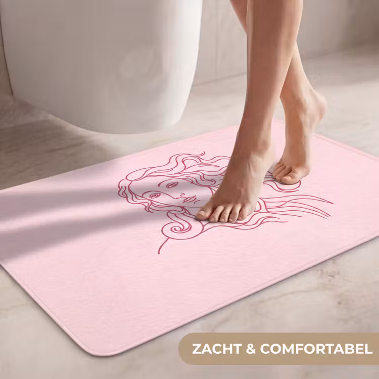 Wc Mat - Vrouw - Portret - Klassiek - Line-art - Roze — 7