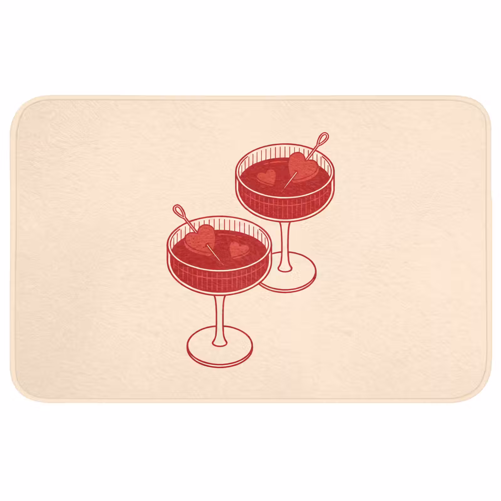 Wc Mat - Cocktail - Hartjes - Liefde - Illustratie - Rood — 1