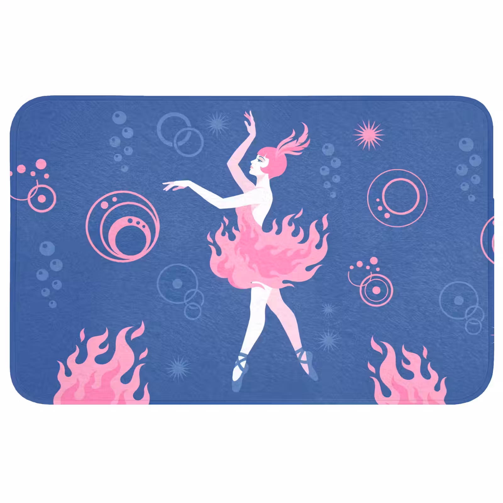 Wc Mat - Danseres - Vlammenrok - Abstract - Roze - Blauw — 1