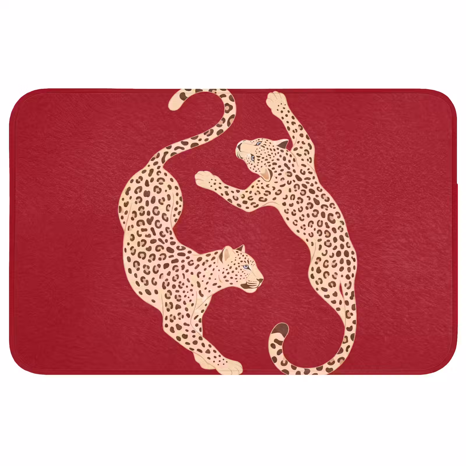 Wc Mat - Dieren - Luipaard - Abstract - Rood - Modern — 1
