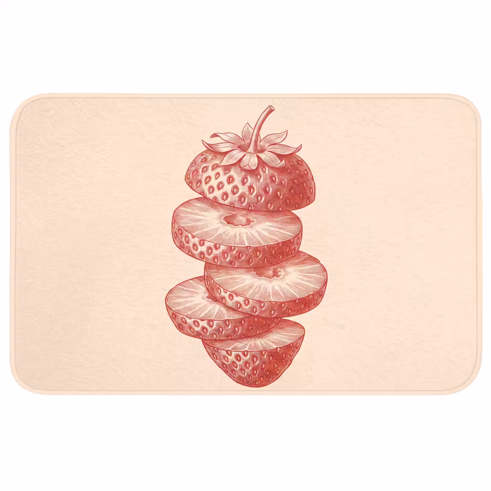 Wc Mat - Fruit - Gesneden - Illustratie - Rood - Vintage — 1