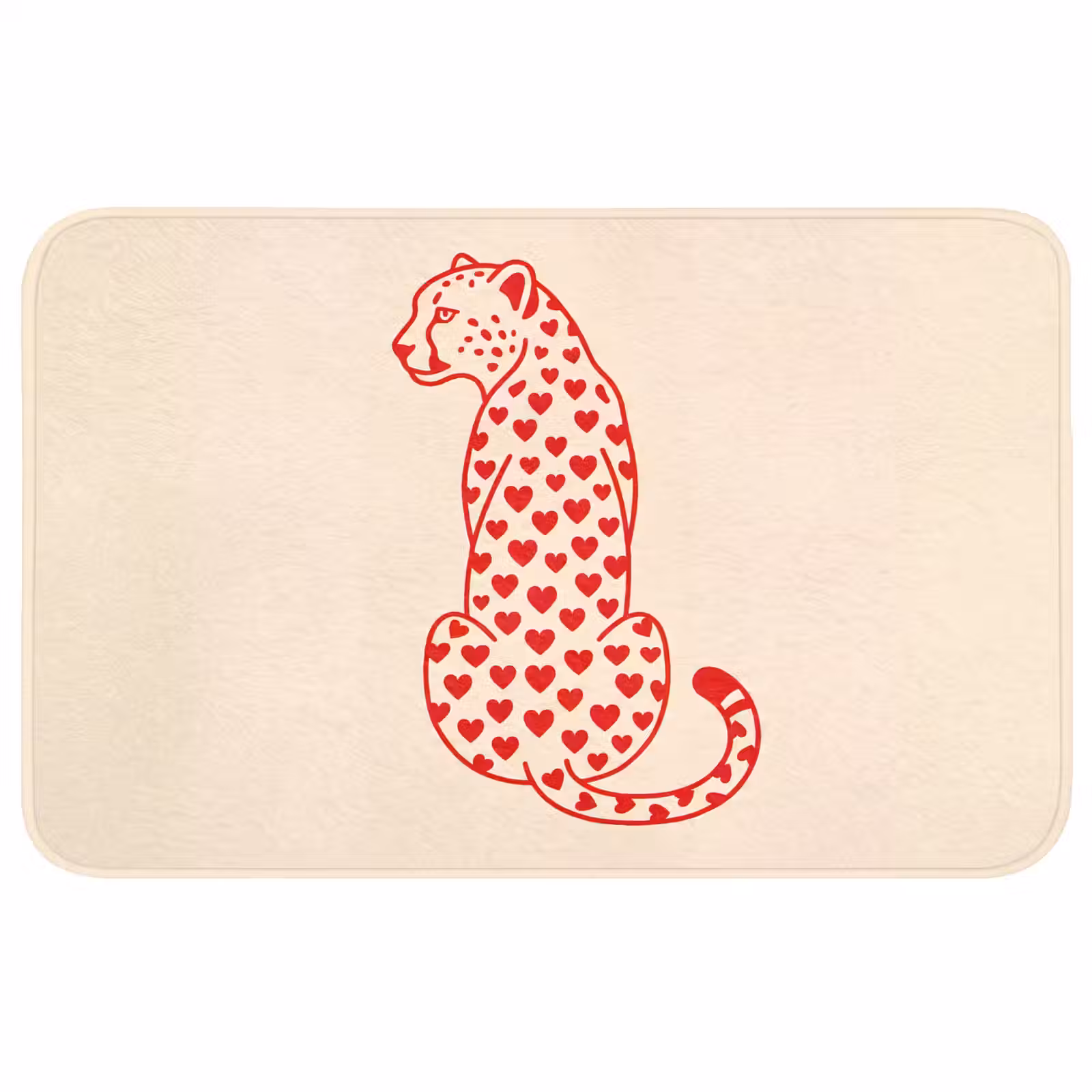 Wc Mat - Kat - Harten - Dieren - Modern - Rood — 1