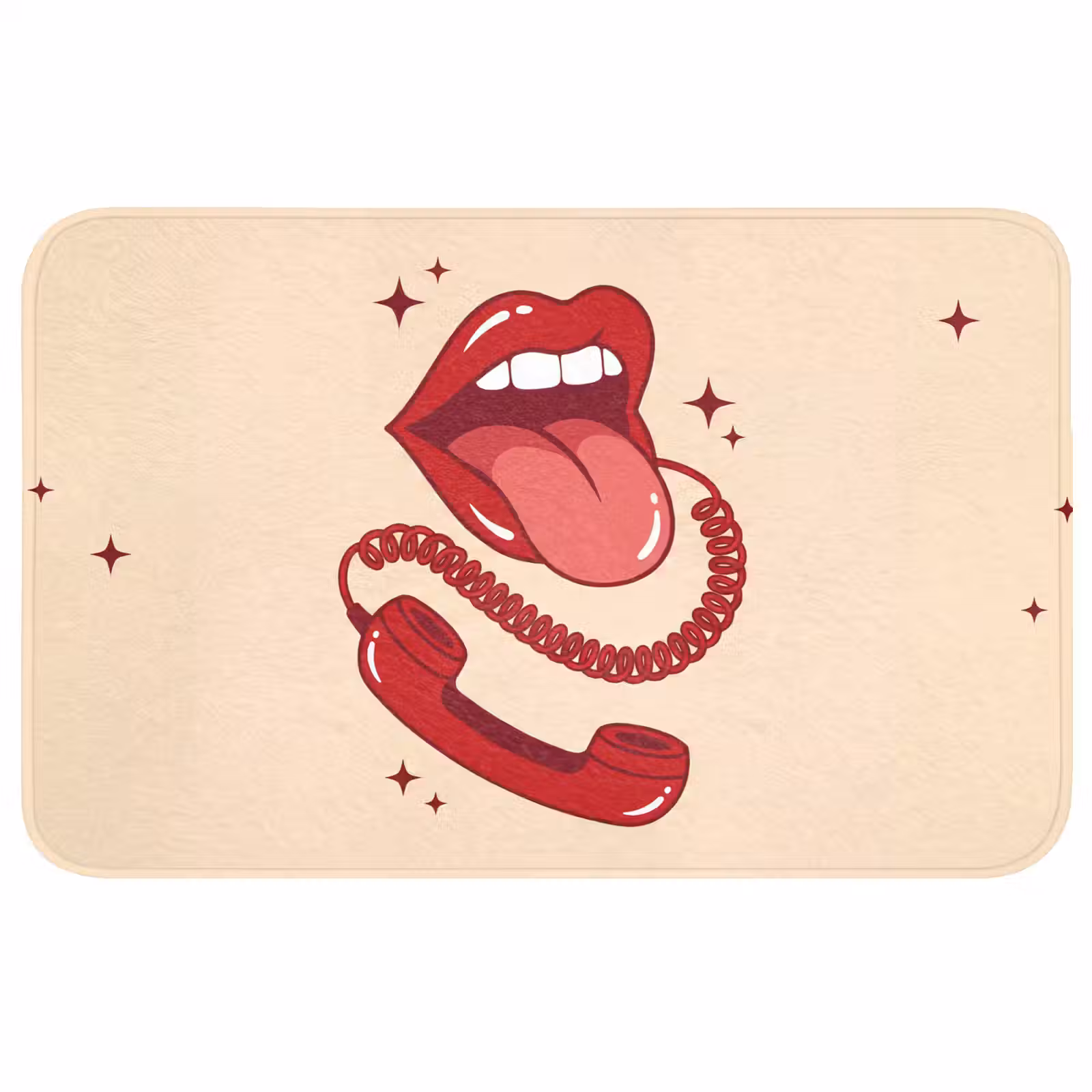 Wc Mat - Mond - Telefoon - Popart - Rood - Illustratie — 1