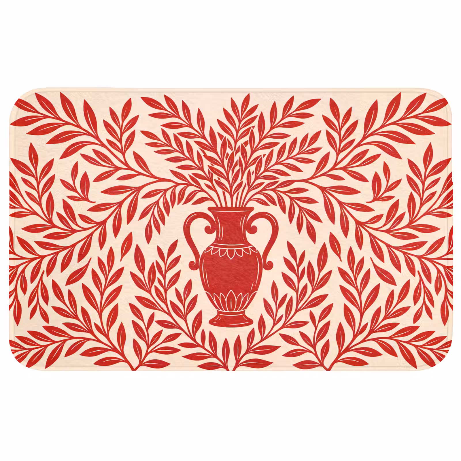 Wc Mat - Vaas - Planten - Decoratie - Abstract - Rood — 1