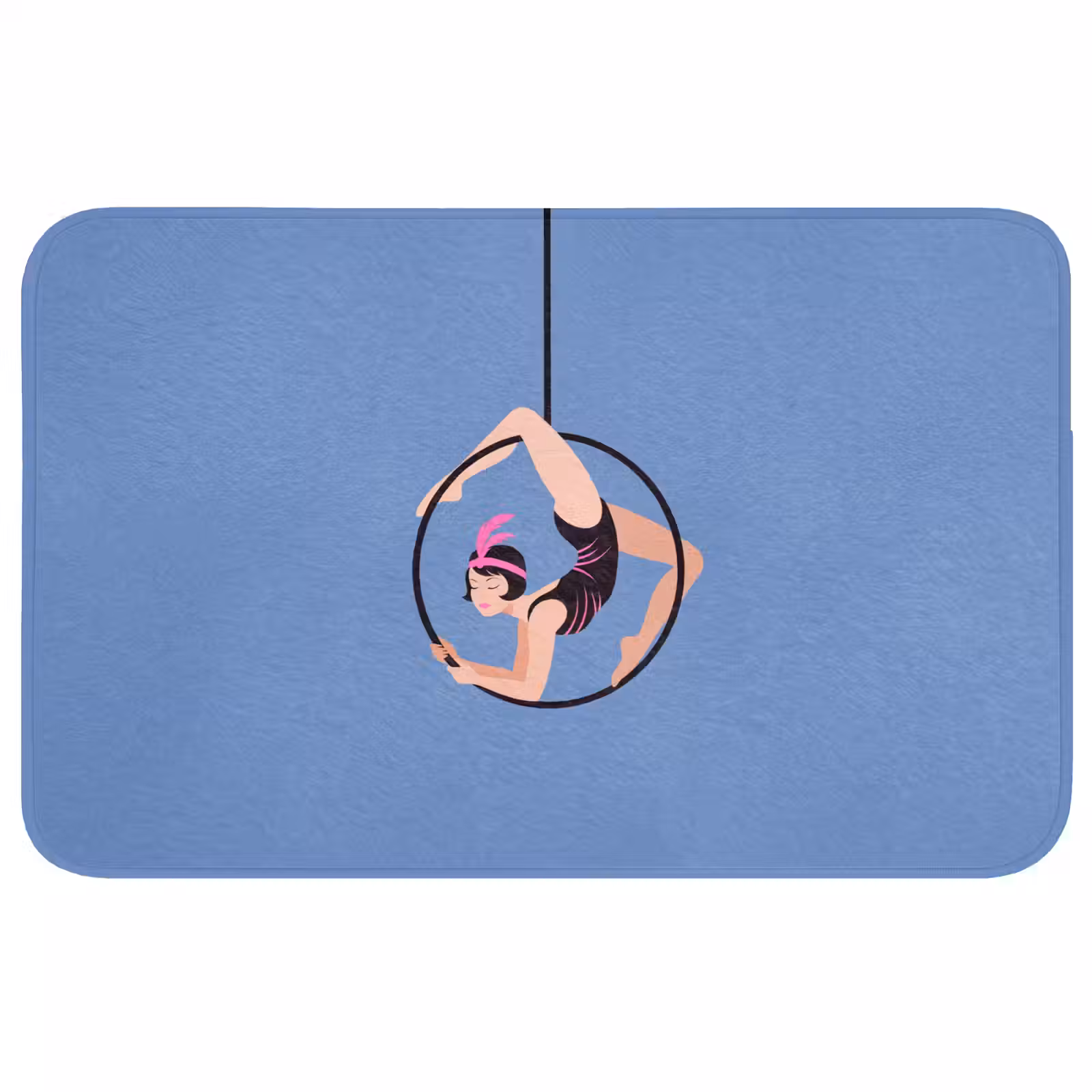 Wc Mat - Vrouw - Aerial hoop - Art deco - Illustratie - Blauw — 1