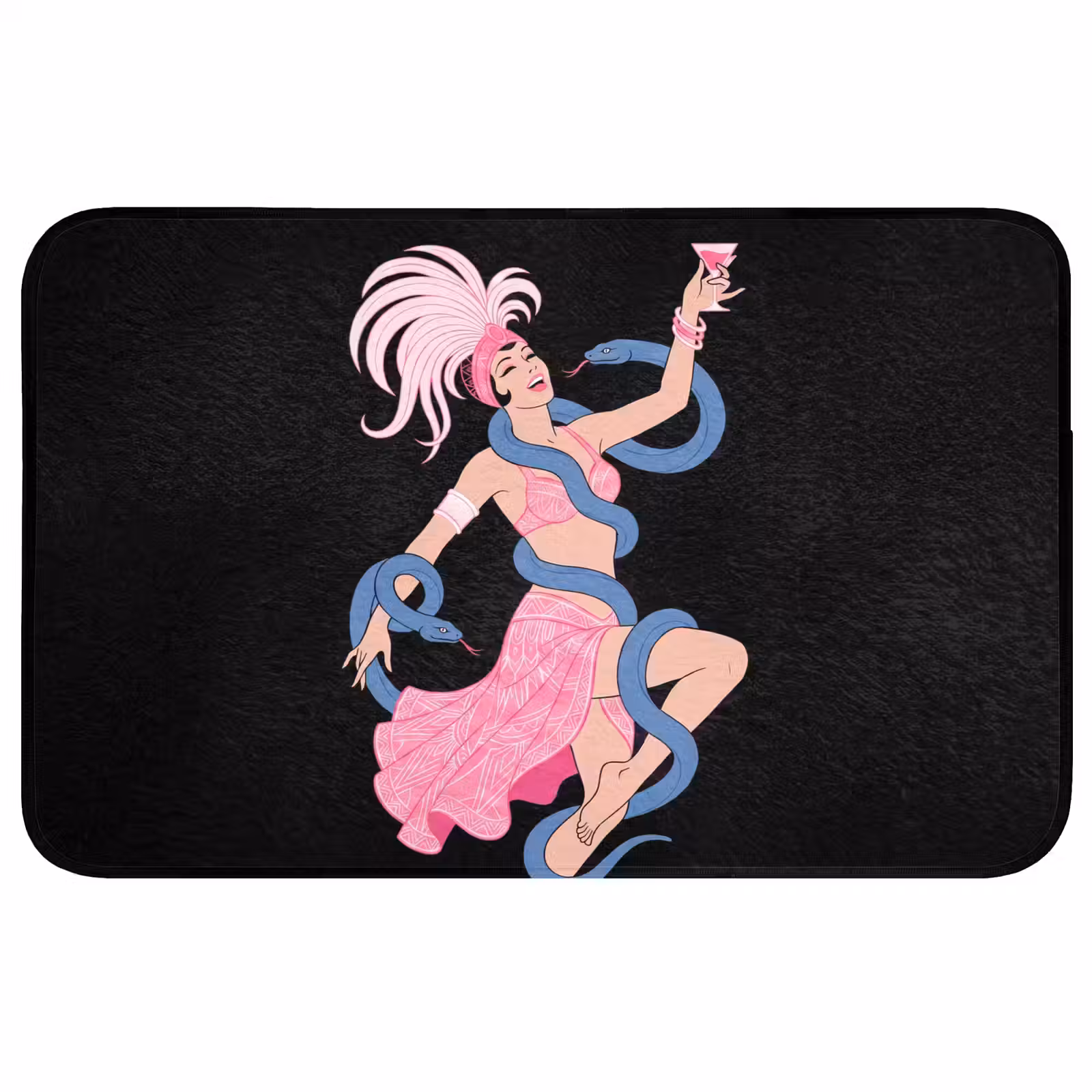 Wc Mat - Vrouw - Danseres - Slangen - Art Deco - Roze — 1