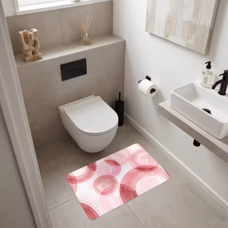 Wc Mat - Abstract - Cirkels - Modern - Roze - Kunst — 6
