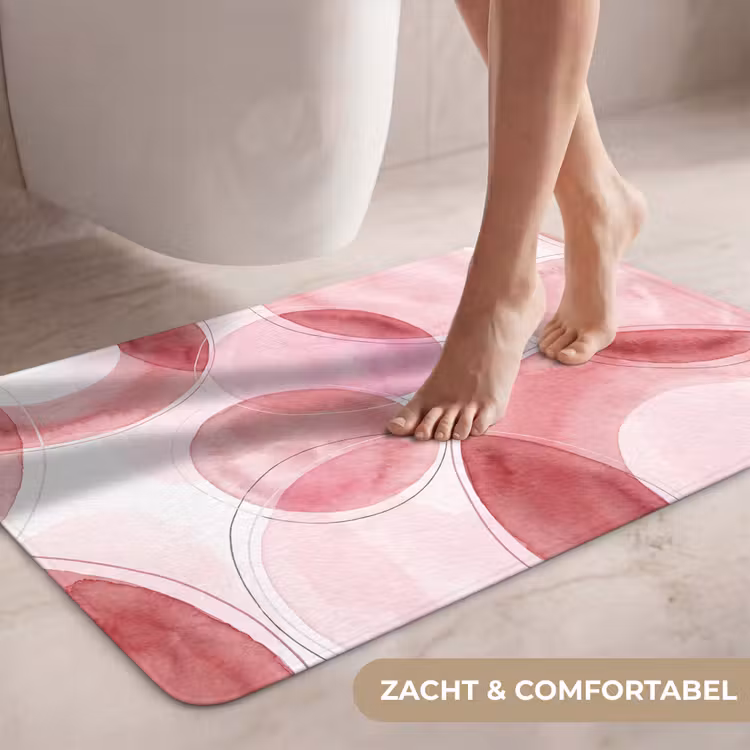Wc Mat - Abstract - Cirkels - Modern - Roze - Kunst — 7
