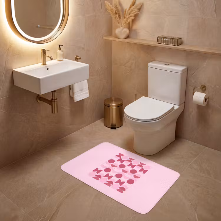 Wc Mat - Abstract - Geometrisch - Cirkels - Roze - Modern — 4