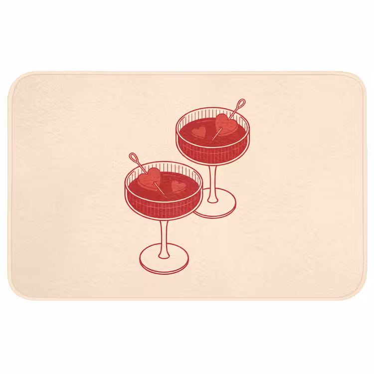 Wc Mat - Cocktail - Hartjes - Liefde - Illustratie - Rood — 1