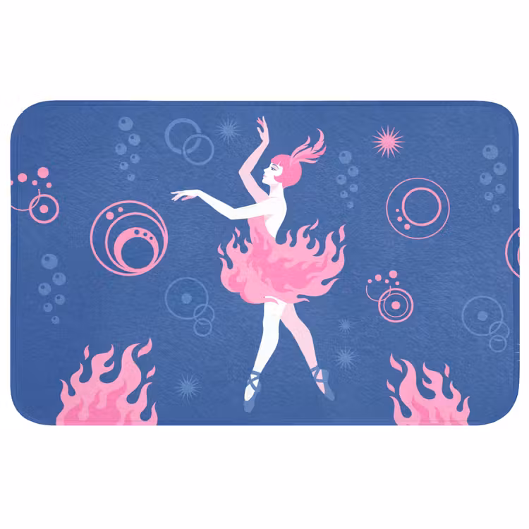 Wc Mat - Danseres - Vlammenrok - Abstract - Roze - Blauw — 1