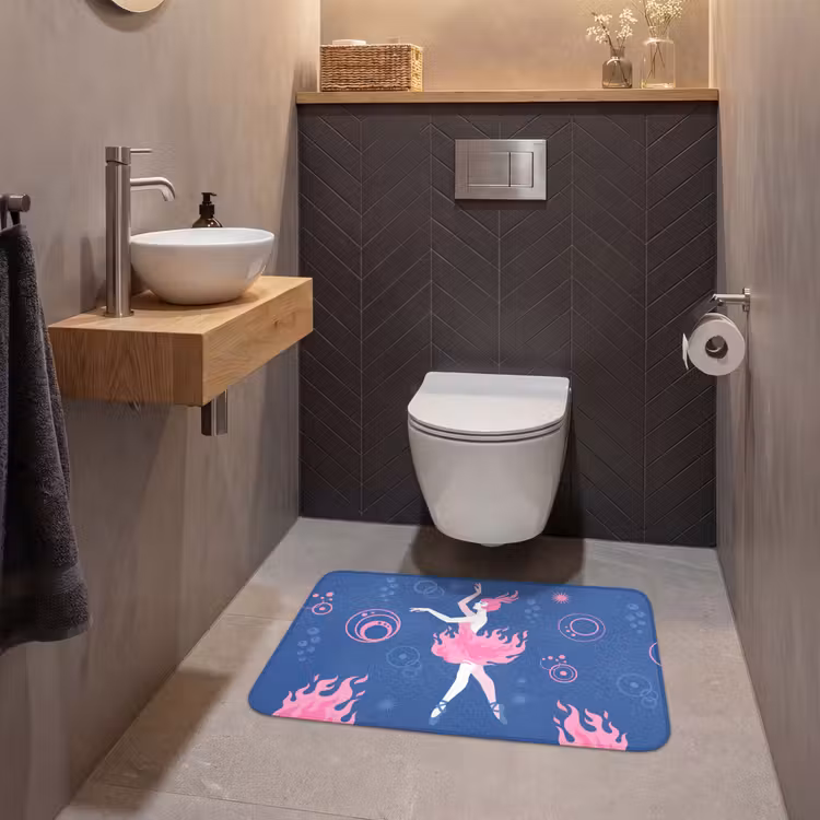 Wc Mat - Danseres - Vlammenrok - Abstract - Roze - Blauw — 2