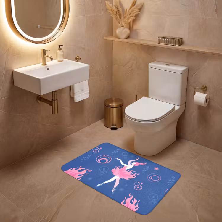 Wc Mat - Danseres - Vlammenrok - Abstract - Roze - Blauw — 4