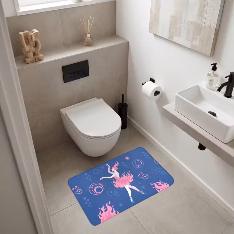 Wc Mat - Danseres - Vlammenrok - Abstract - Roze - Blauw — 6