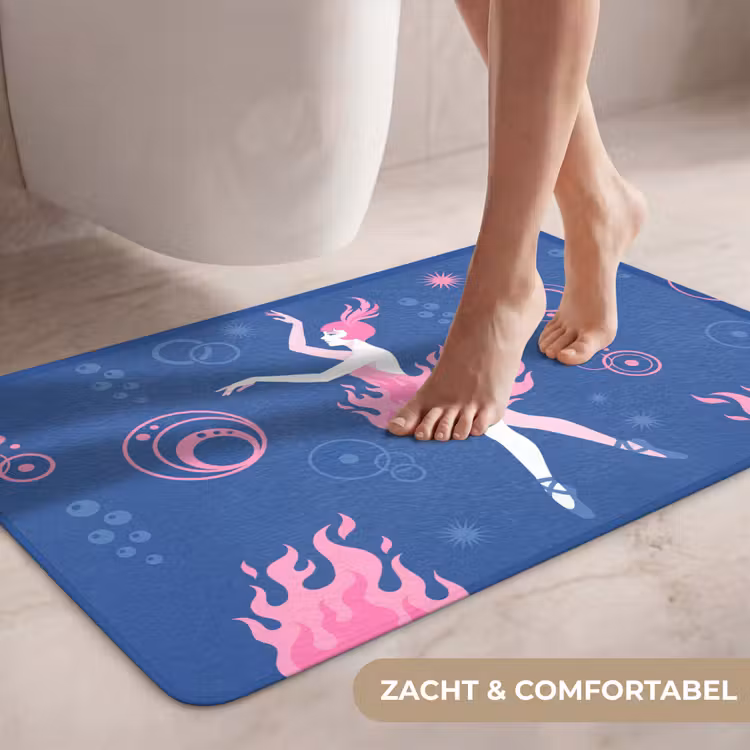 Wc Mat - Danseres - Vlammenrok - Abstract - Roze - Blauw — 7