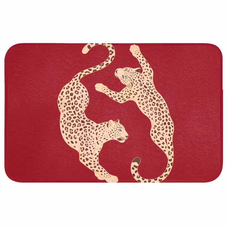 Wc Mat - Dieren - Luipaard - Abstract - Rood - Modern — 1