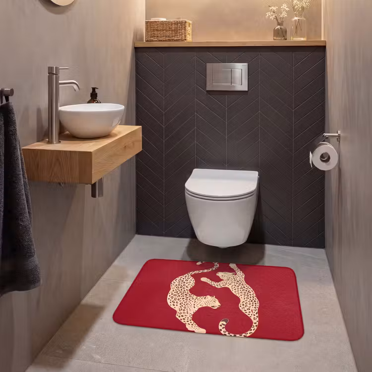 Wc Mat - Dieren - Luipaard - Abstract - Rood - Modern — 2