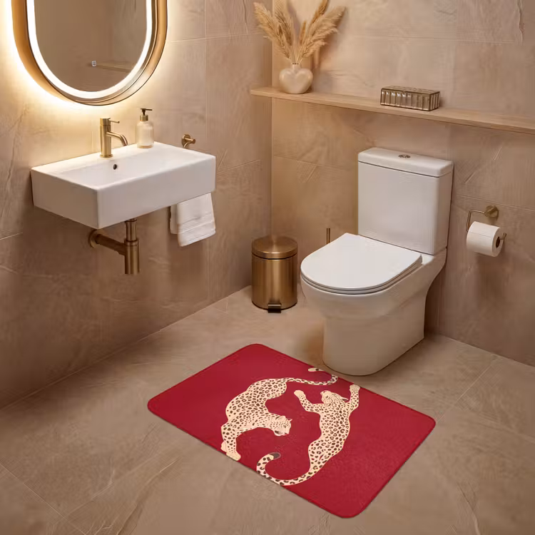 Wc Mat - Dieren - Luipaard - Abstract - Rood - Modern — 4