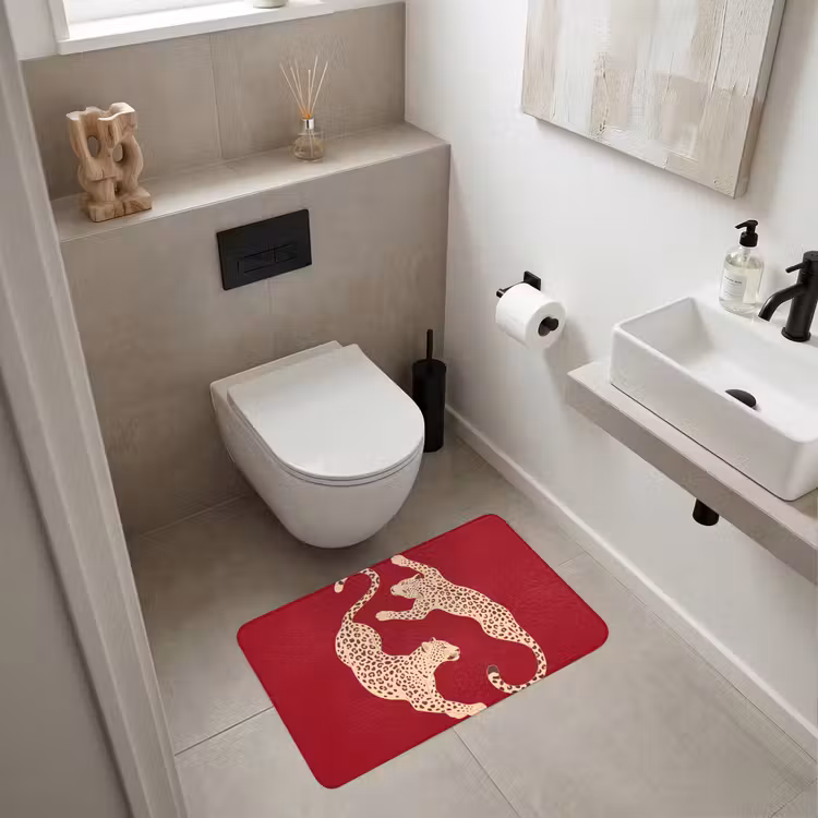 Wc Mat - Dieren - Luipaard - Abstract - Rood - Modern — 6