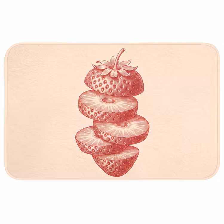 Wc Mat - Fruit - Gesneden - Illustratie - Rood - Vintage — 1