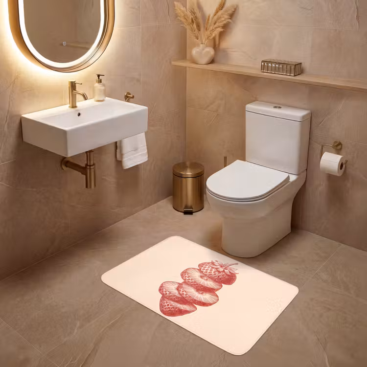 Wc Mat - Fruit - Gesneden - Illustratie - Rood - Vintage — 4